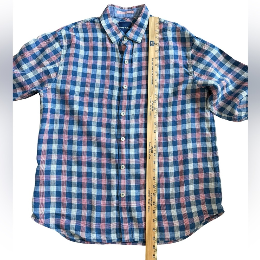 NWOT Tommy Bahama Linen Plaid Button Down Shirt Men’s Large Coastal - Picture 6 of 8